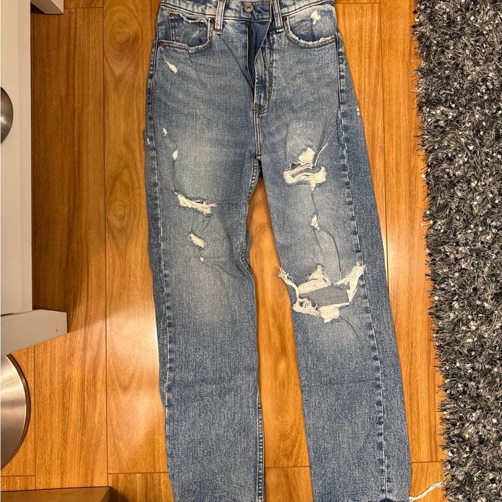 Distressed Blue Jeans